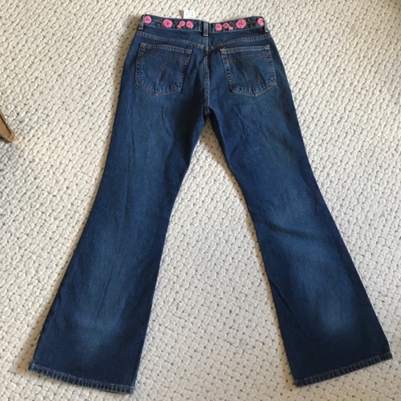 Calvin Klein BEADED Boho Dark Jeans NWT New! Bell Flare 7 26 - Picture 4 of 9